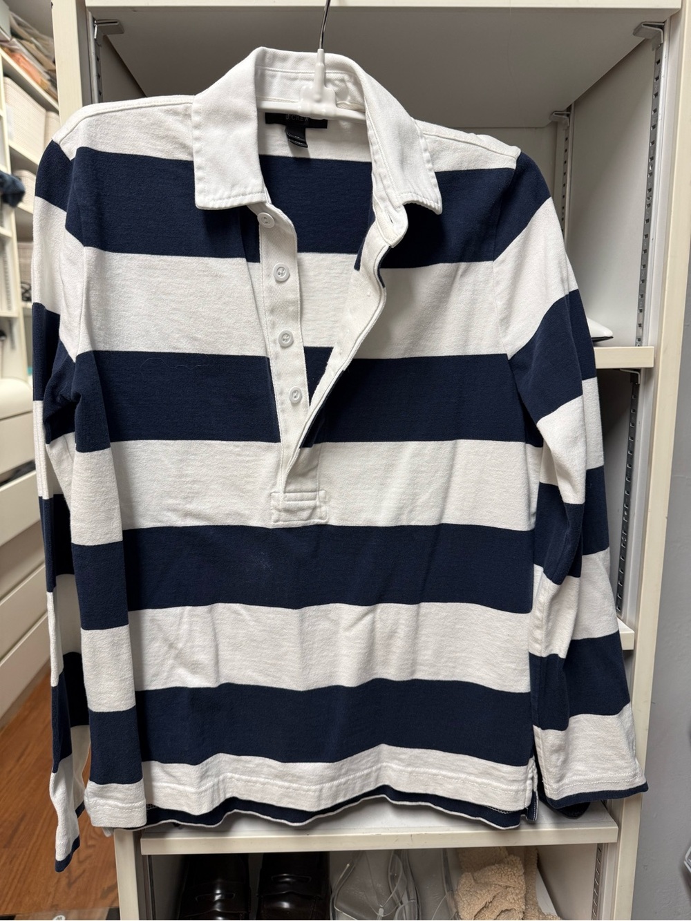 J. Crew Vintage Classic Navy & White Striped Rugby Top